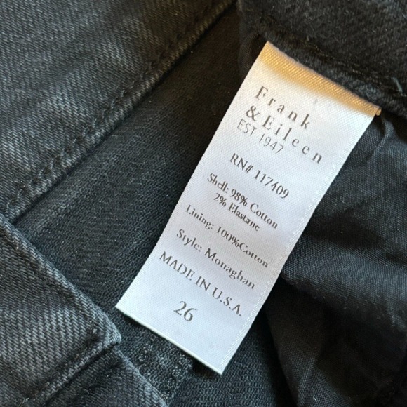 Frank and Eileen Women's 26 Monaghan Black Straight Mom Jeans Distressed Raw Hem - Picture 10 of 14